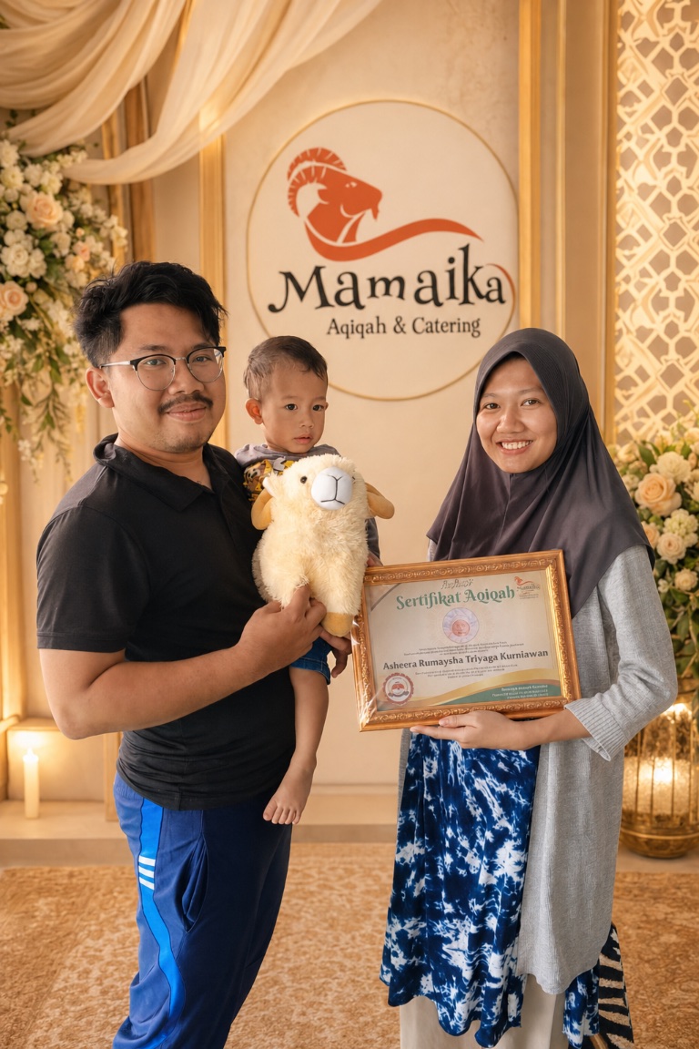 Keluarga merayakan momen aqiqah bersama buah hati